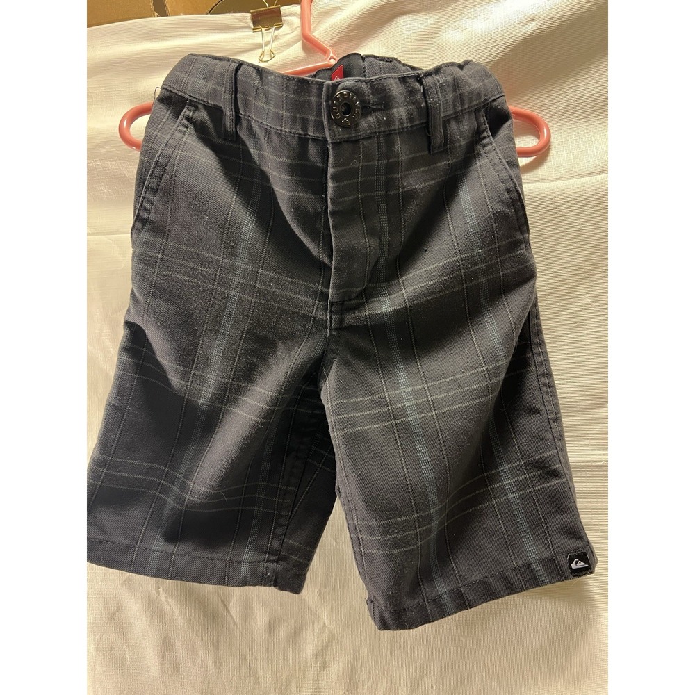 Quiksilver Black/Gray Plaid Hybrid Shorts Boys Size 4